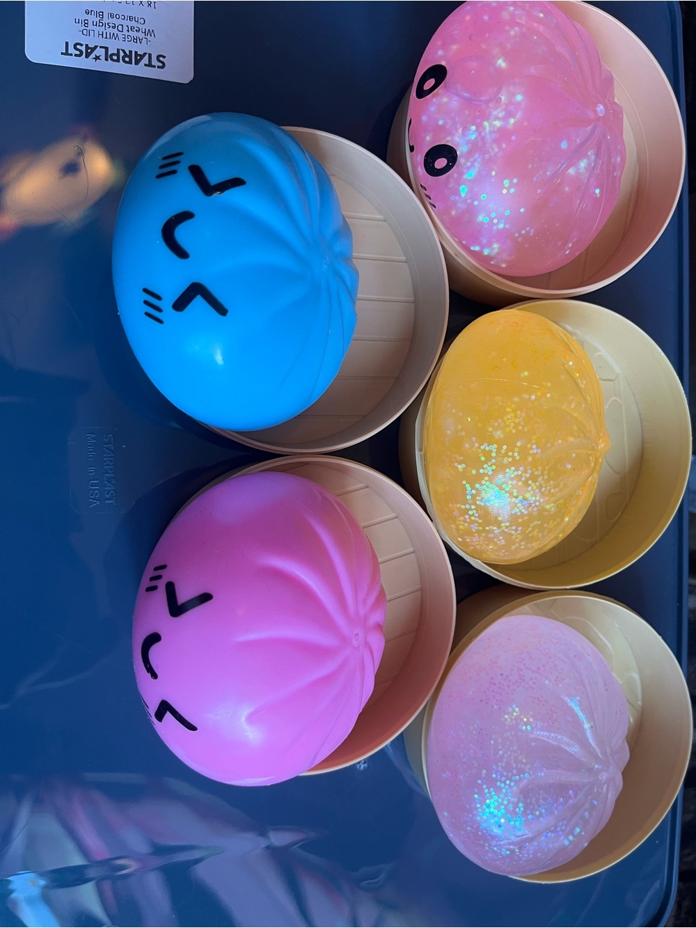 Set of 5 glitter and colored dumplings
